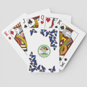 Karten mit Belize Flag auf Schmetterling spielen. Spielkarten