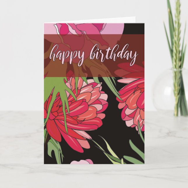 Karten mit Comic-Blumen zum Geburtstag (Vorderseite)