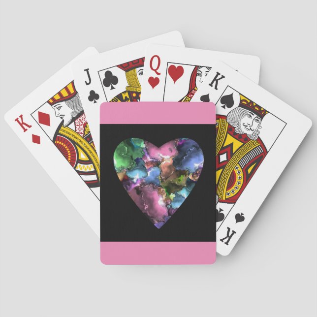 Karten mit farbenfrohem Herzdesign spielen Spielkarten (Rückseite)