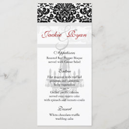 Karten mit Hochzeitmenü Schwarz-weiß