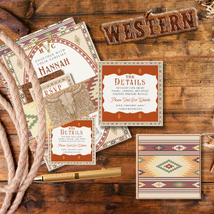 Karten mit Hochzeitsdetails im Stil des alten West