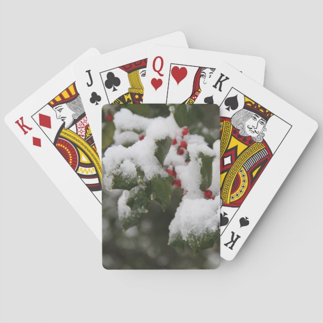 Karten mit Holly und Schnee spielen Spielkarten (Rückseite)