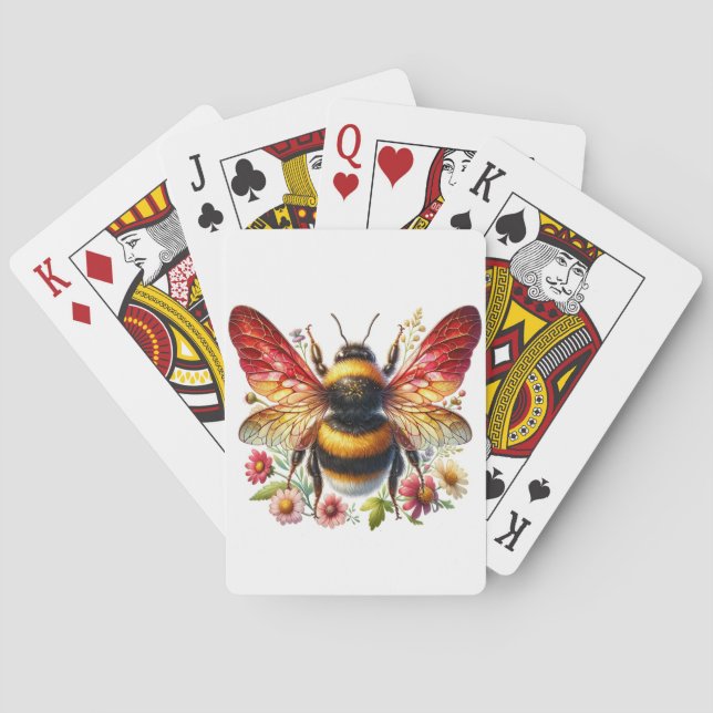 Karten mit Roter Winged Biene spielen Spielkarten (Rückseite)