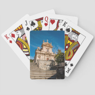 Karten mit Vorbild der alten Kirche spielen Spielkarten