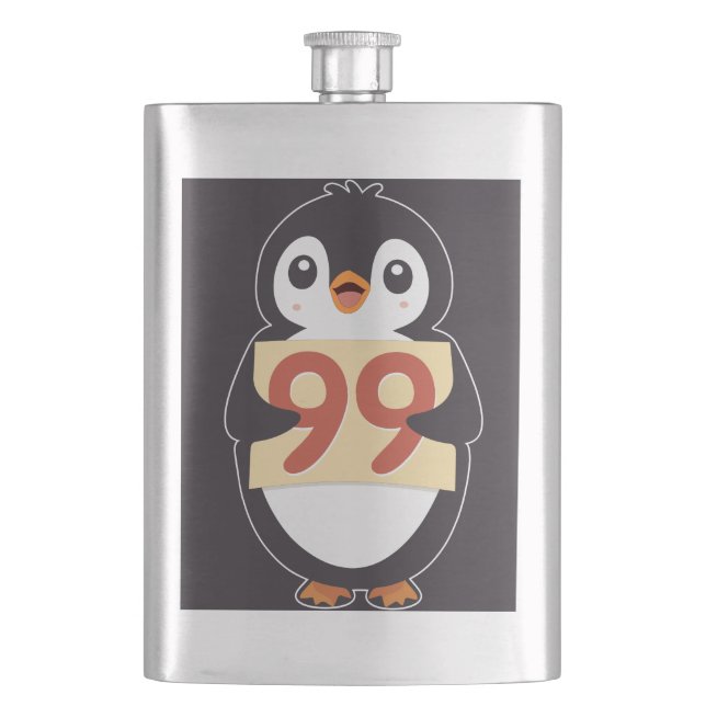 Karten-Pinguin mit der Nummer 99 Flachmann (Vorderseite)