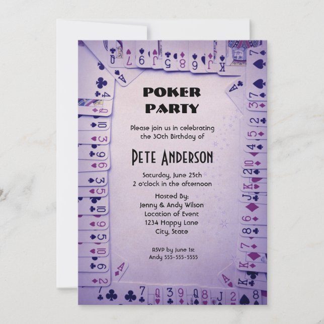 Karten Poker Party Geburtstag spielen (Vorderseite)