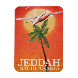 Karten-Reiseplakat Dschiddas Saudi-Arabien Magnet