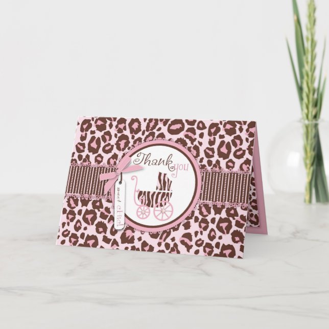 Karten-Rosa B des Gepard-Mädchen-TY Dankeskarte (Vorderseite)