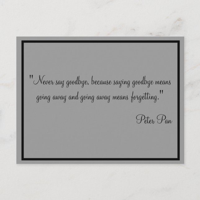 Karten sagen nie Auf Wiedersehen (Vorderseite)