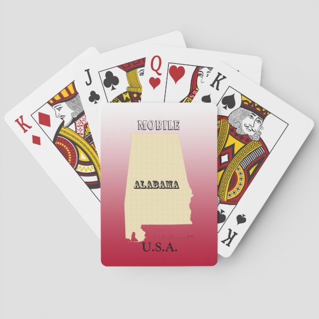 Karten spielen - Alabama Staat Karte mit Stadt Spielkarten (Rückseite)