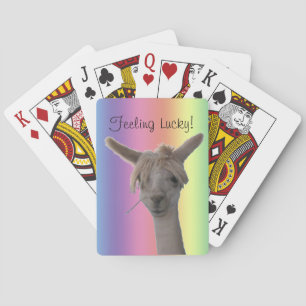 Karten spielen - Alpaca auf Regenbogen-Hintergrund Spielkarten