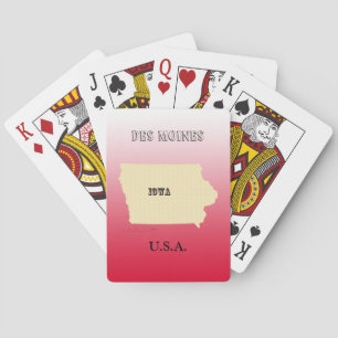 Karten spielen - Iowa Karte mit Stadt Spielkarten