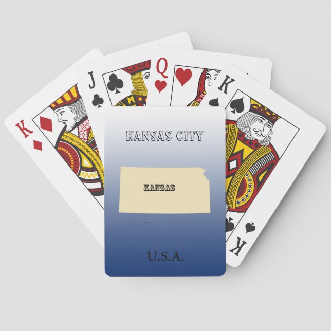 Karten spielen - Kansas Staat Karte mit Stadt Spielkarten (Rückseite)
