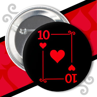 Karten spielen Kostüm 10 Karte 10 Herz Button
