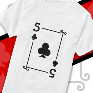 Karten Spielen Kostüm 5 Clubs Karte Fünf Karte T-Shirt