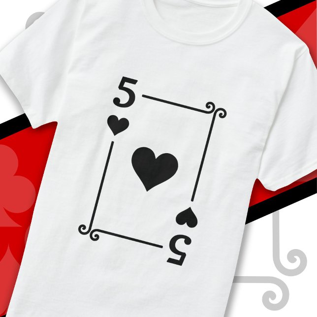 Karten spielen Kostüm 5 Herz Karte Fünf Karte T-Shirt (Von Creator hochgeladen)