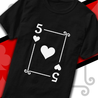 Karten spielen Kostüm 5 Herz Karte Fünf Karte T-Shirt