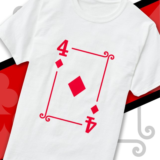 Karten spielen Kostüm Vier Karte 4 Diamanten T-Shirt (Von Creator hochgeladen)