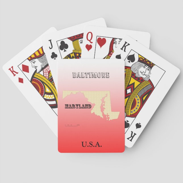 Karten spielen - Maryland Staat Karte mit Stadt Spielkarten (Rückseite)