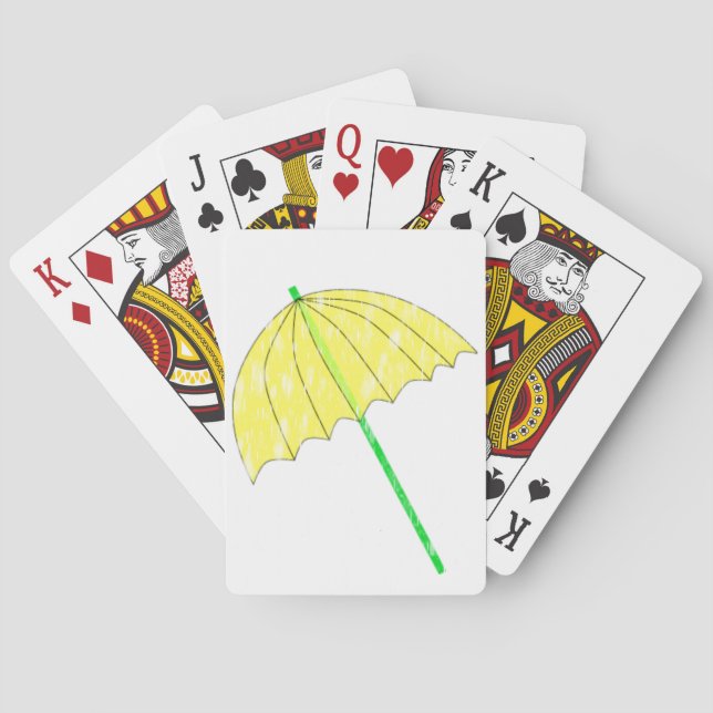 Karten spielen mit gelbem Regenschirm und Regen Spielkarten (Rückseite)