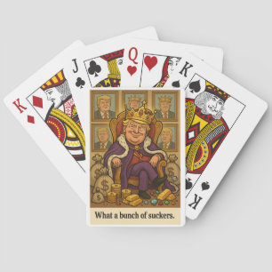 Karten spielen mit König Trump, der seine Reichtüm Spielkarten