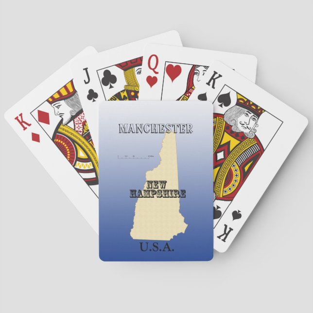 Karten spielen - New Hampshire Staat Map mit City Spielkarten (Rückseite)