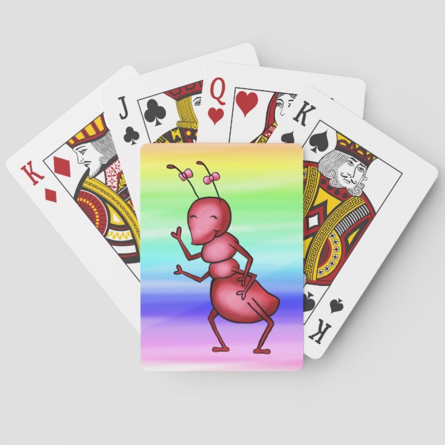 Karten spielen, Niedliche rote Ante, Fun Rainbow C Spielkarten (Rückseite)