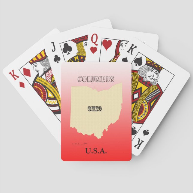 Karten spielen - Ohio Staat Karte mit Stadt Spielkarten (Rückseite)