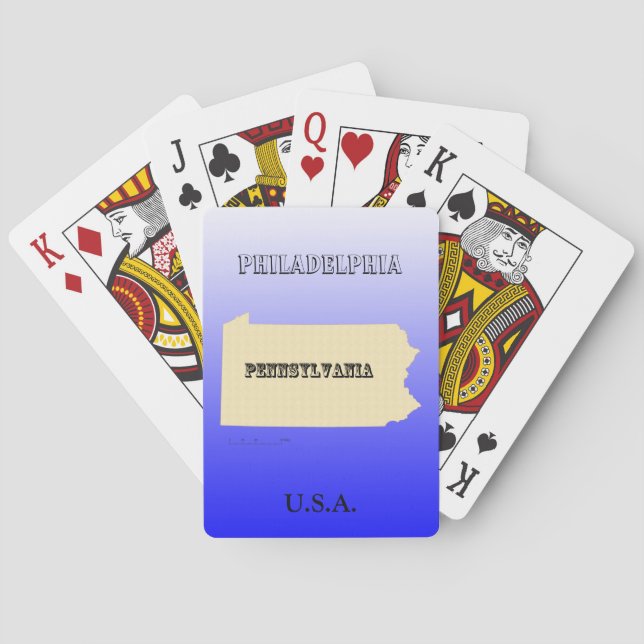 Karten spielen - Pennsylvania Staat Karte mit Stad Spielkarten (Rückseite)