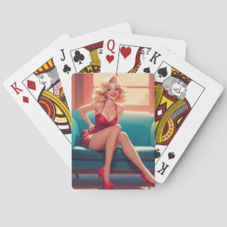Karten spielen, Poker, Button-Up Girl, Blonde Spielkarten