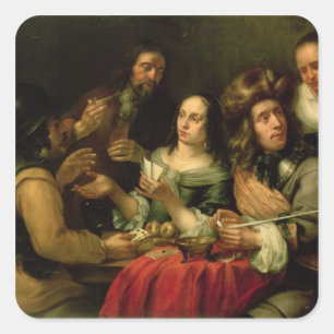 Karten spielen quadratischer aufkleber
