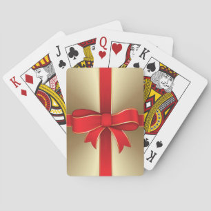 Karten spielen - Red Bow & Ribbon auf Gold Spielkarten