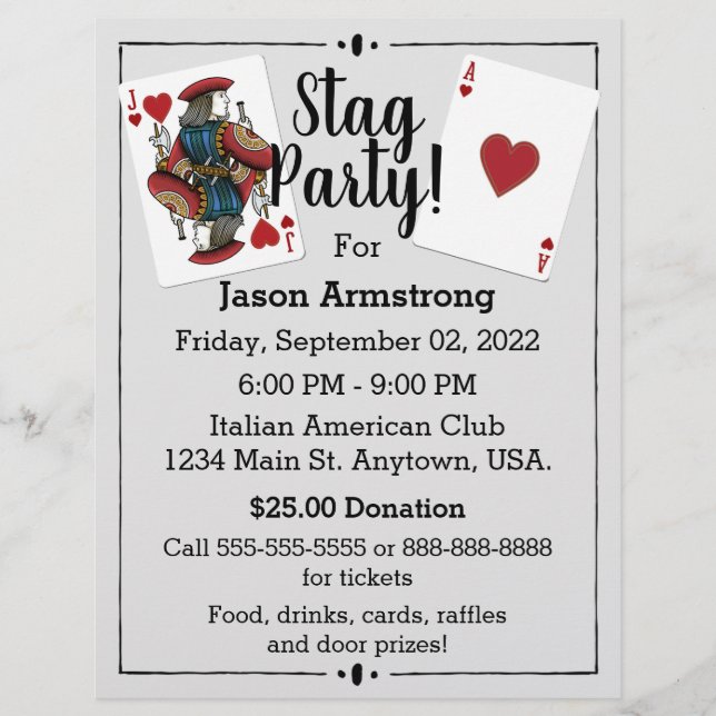 Karten spielen Stag Party Flyer (Vorne)