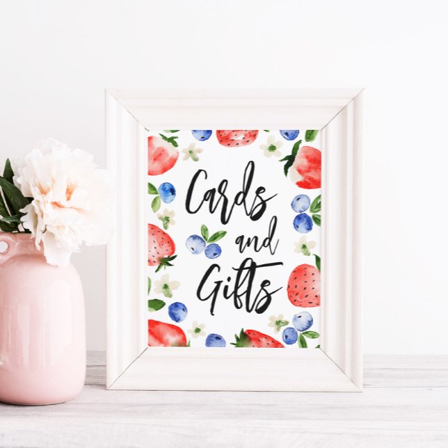 Karten Strawberry Blueberry Baby Duschunterschrift Poster (Von Creator hochgeladen)