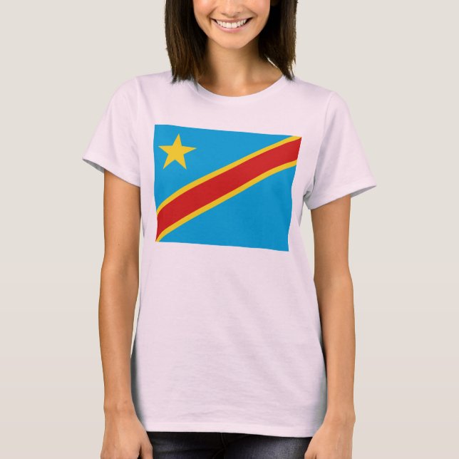 Karten-T - Shirt Kongo-Kinshasa Flaggen-x (Vorderseite)