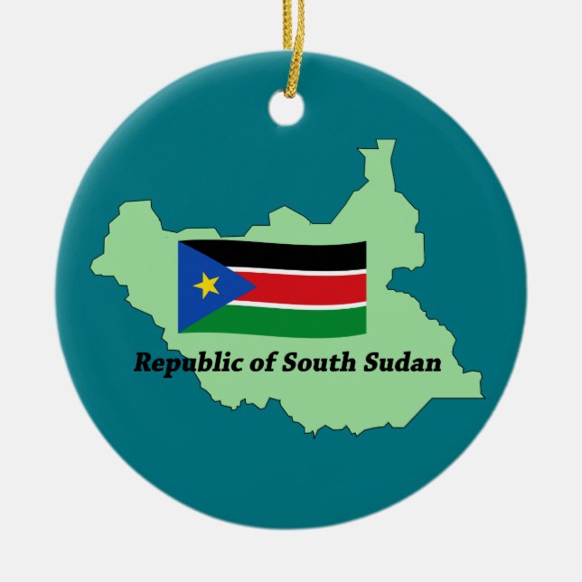 Karten-und Flaggen-Republik Südsudan-Verzierung Keramikornament (Vorne)