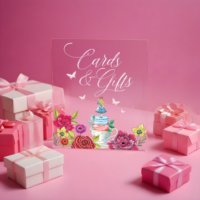 Karten und Geschenke Alice im Wunderland Florals Acrylschild (Cards & Gifts Alice In Wonderland Vibrant Florals Acrylic Sign)