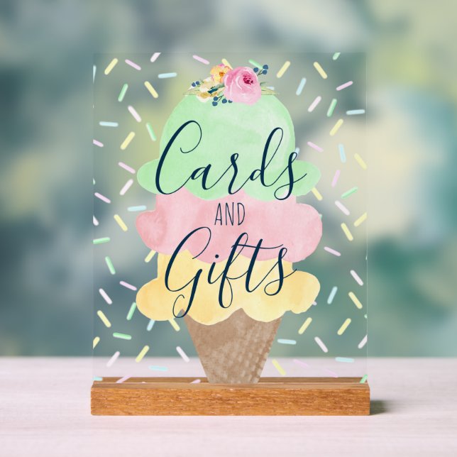 Karten und Geschenke Aquarell Eiscreme Acrylschild (Neutral)
