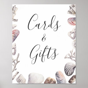 Karten und Geschenke Aquareller Strand Muschel Poster