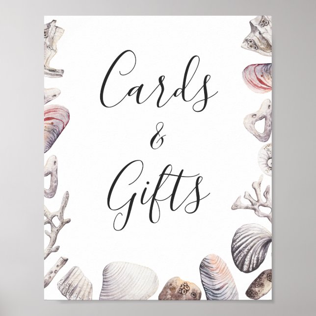 Karten und Geschenke Aquareller Strand Muschel Poster (Vorne)