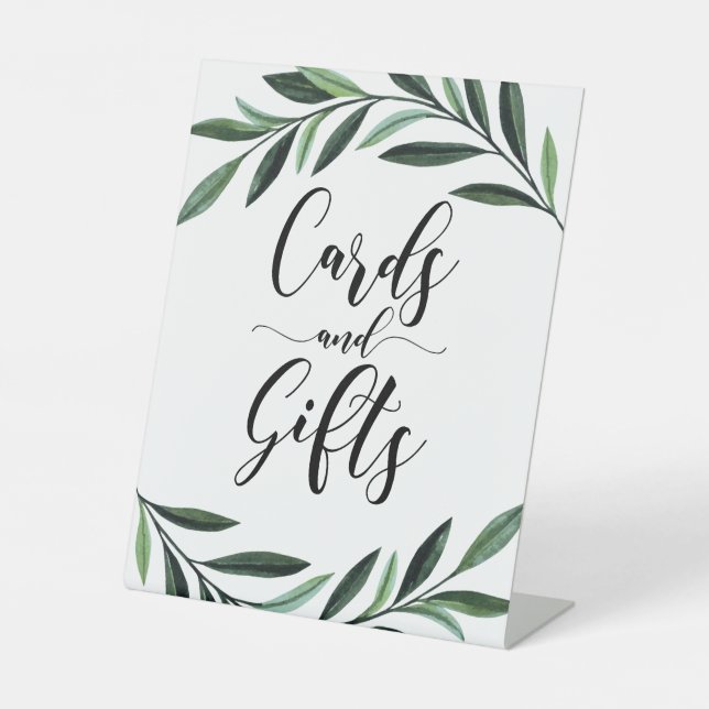 Karten und Geschenke Aquarellgrün Sockelschild (Vorderseite)