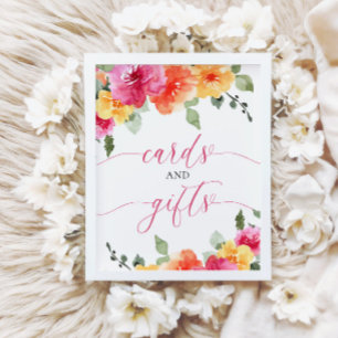 Karten und Geschenke Babydusche bunt leuchtend blu Poster