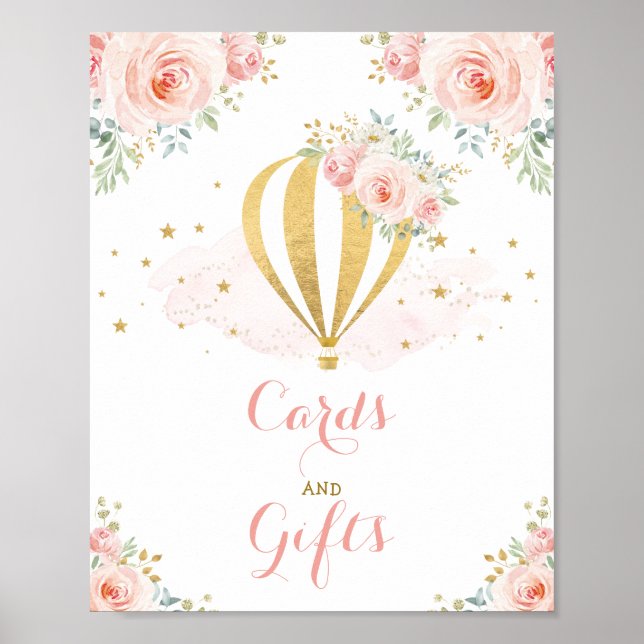 Karten und Geschenke / Blush Floral Hot Air Ballon Poster (Vorne)