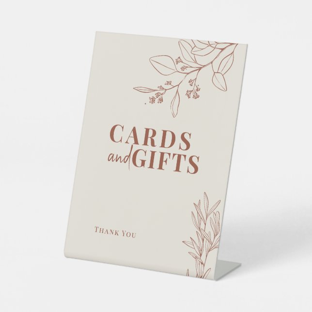 Karten und Geschenke Boho Blumenzettel Sockelschild (Vorderseite)