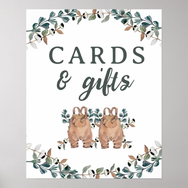 Karten und Geschenke Boho Gender Neutrale Twins Poster (Vorne)