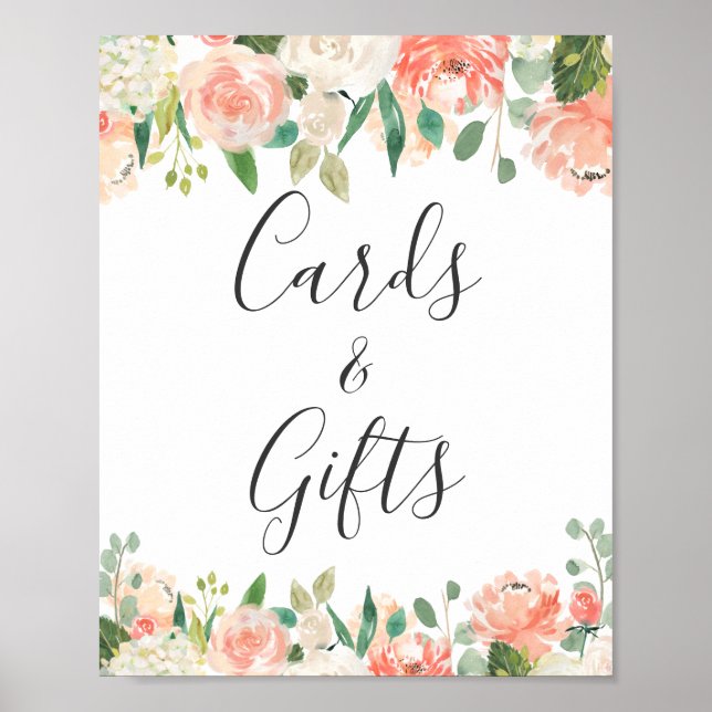 Karten und Geschenke Coral Peach Garden Blumenschi Poster (Vorne)