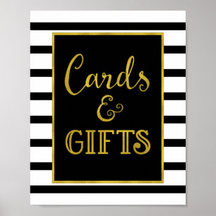 Karten und Geschenke, die goldene schwarze Streife Poster