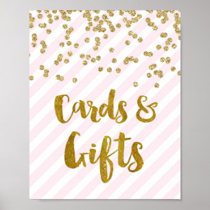 Karten und Geschenke, die rosa goldene Streifen mi Poster