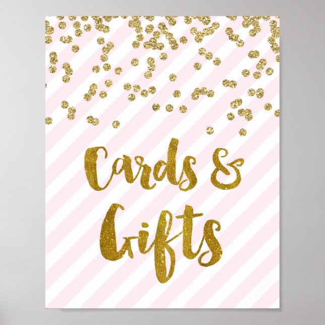 Karten und Geschenke, die rosa goldene Streifen mi Poster (Vorne)