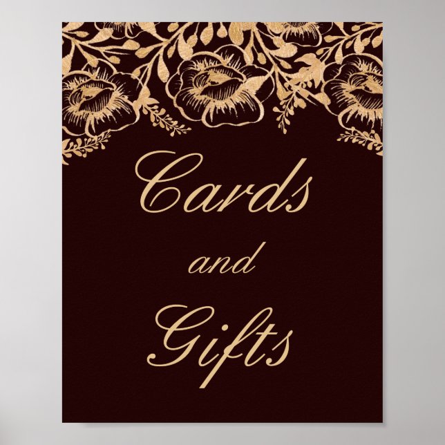 Karten und Geschenke, die Vintage Goldene Burgundy Poster (Vorne)